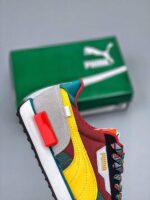 zapatilla Puma Future Rider Play amarillo marron lado externo