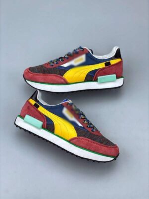 zapatilla puma Future Rider Play guinda amarillo