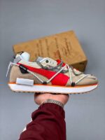 zapatilla central saint martins Future Rider beige rojo lado derecho