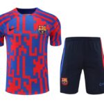 Conjunto de entrenamiento del FC Barcelona manga corta rojo y azul - 2022-2023 - frontal